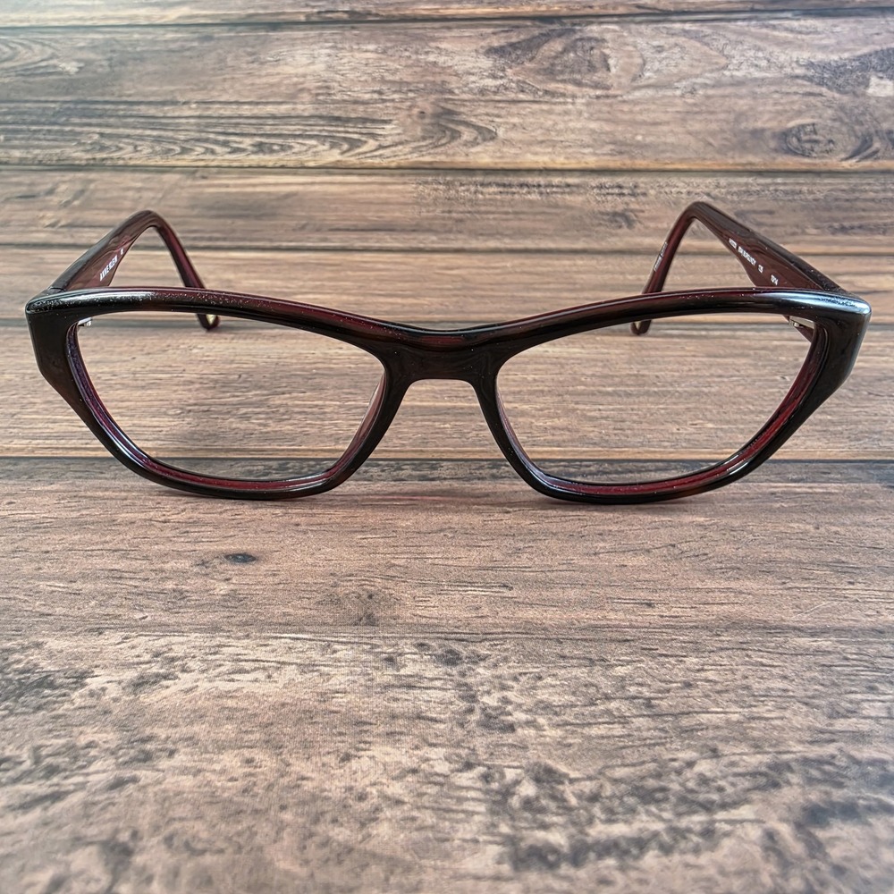 Anne Klein AK5023 Burgundy Cat Eye Eyeglass Frames 604 135mm Gold Lion Logo
